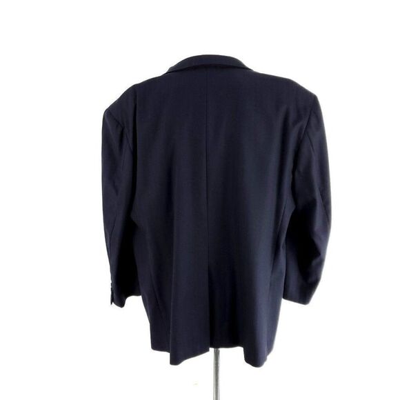 Hickey Freeman Bespoke Wool 2 Button Blazer 46R Blue Herringbone - Picture 5 of 11